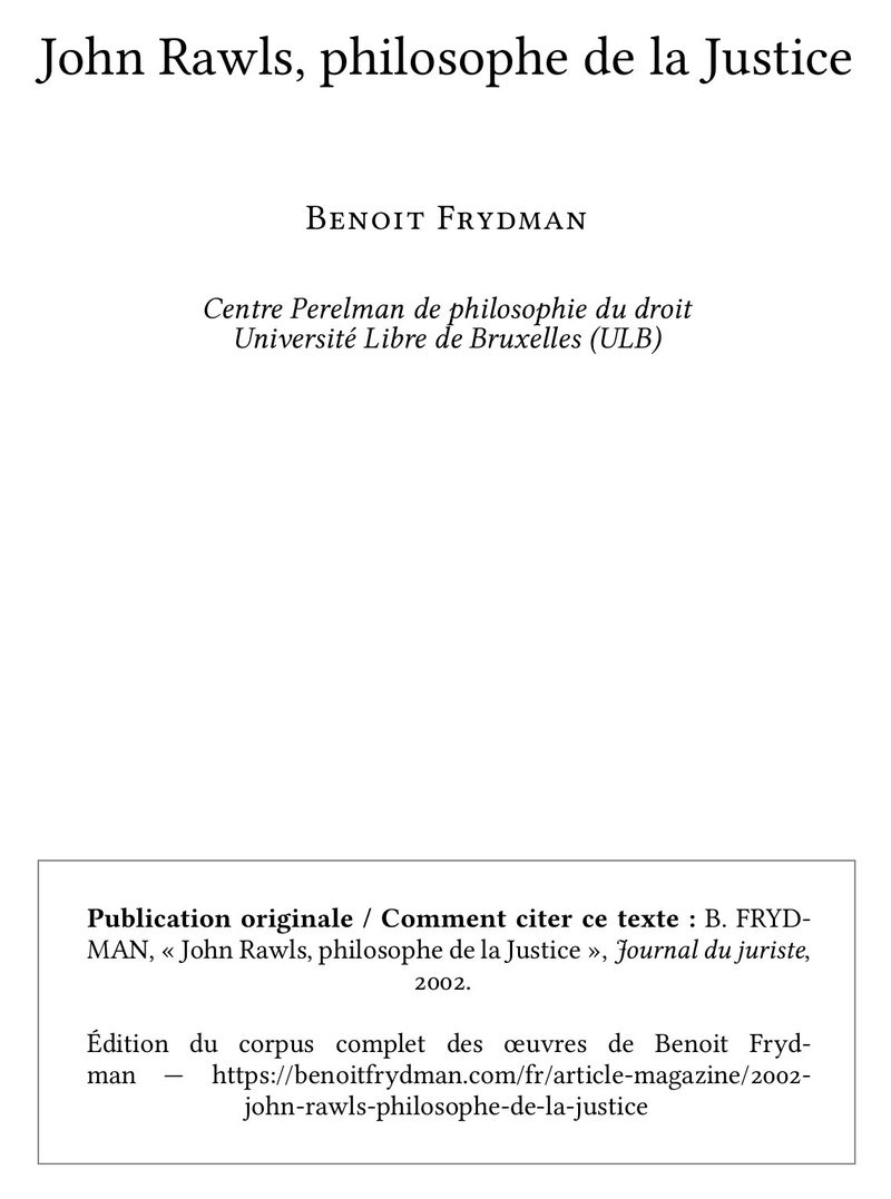 John Rawls, philosophe de la Justice