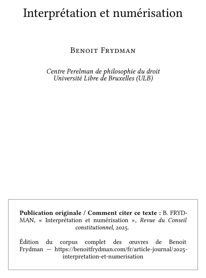 Interprétation et numérisation
