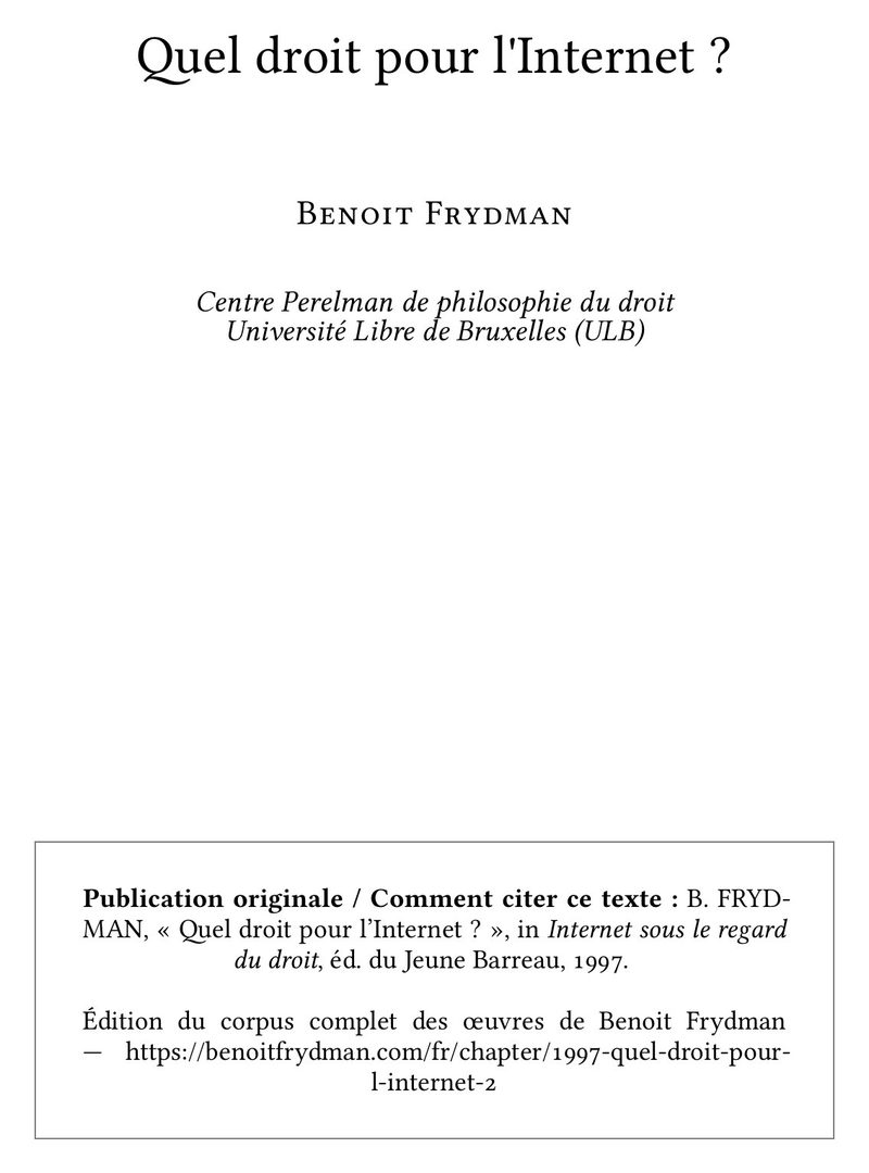 Quel droit pour l'Internet ?