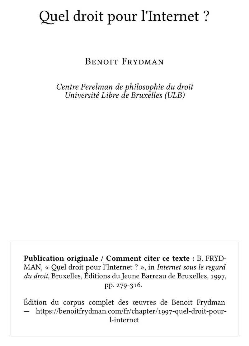 Quel droit pour l'Internet ?